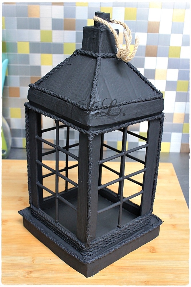 Laterne Schwarz mit Rosen