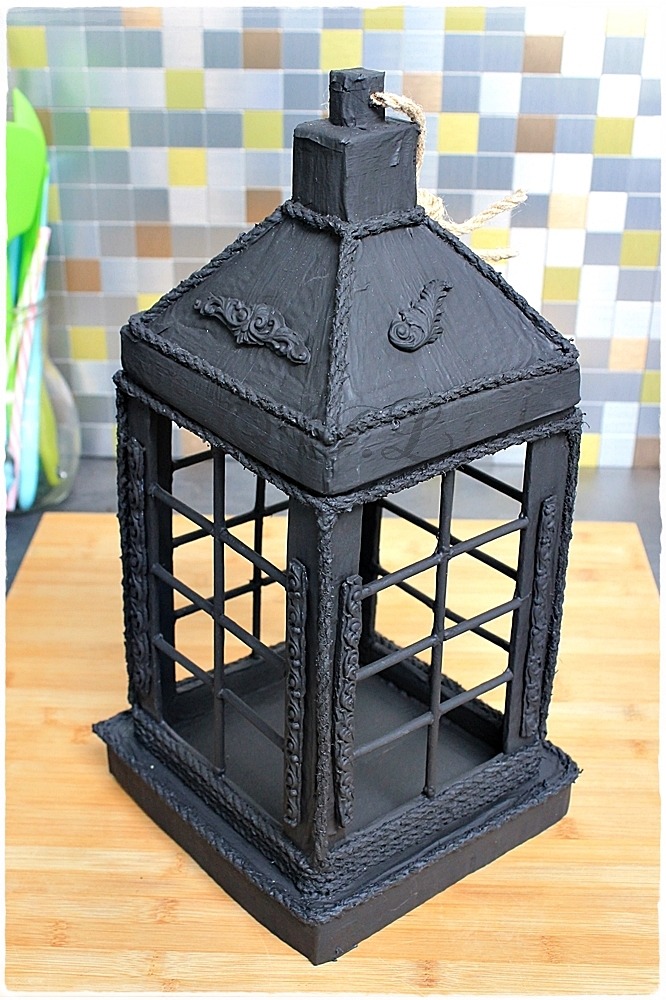 Laterne Schwarz mit Rosen