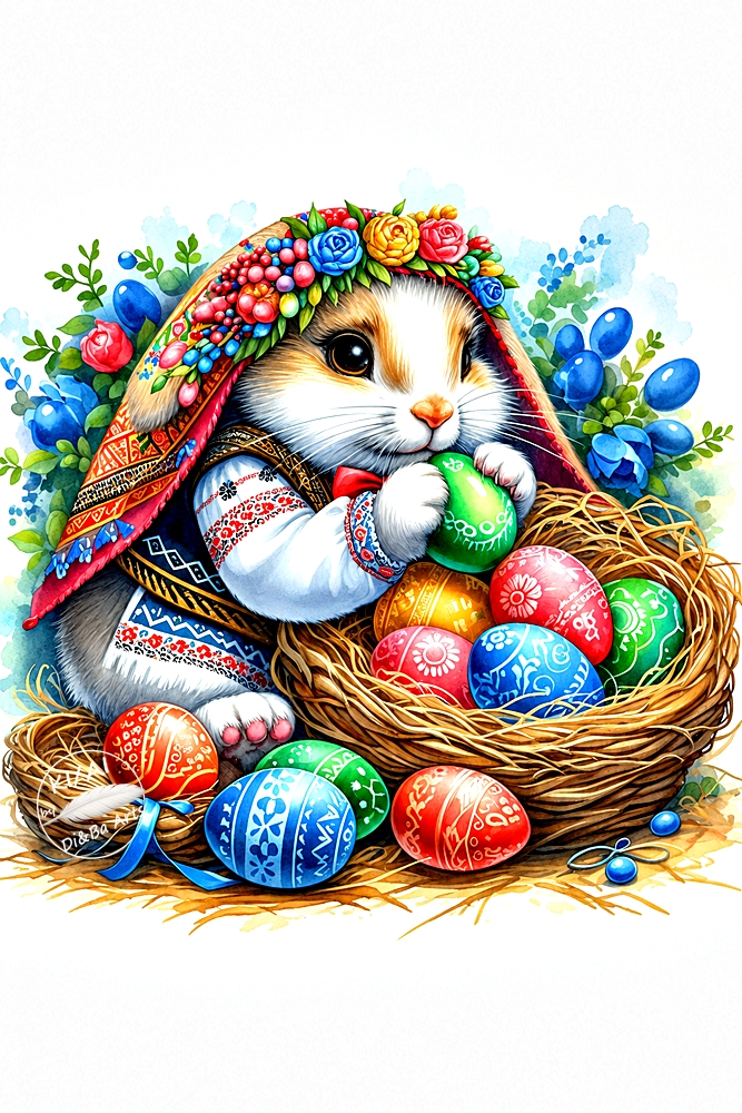 Bulgarischer Osterhase im bunten Osternest