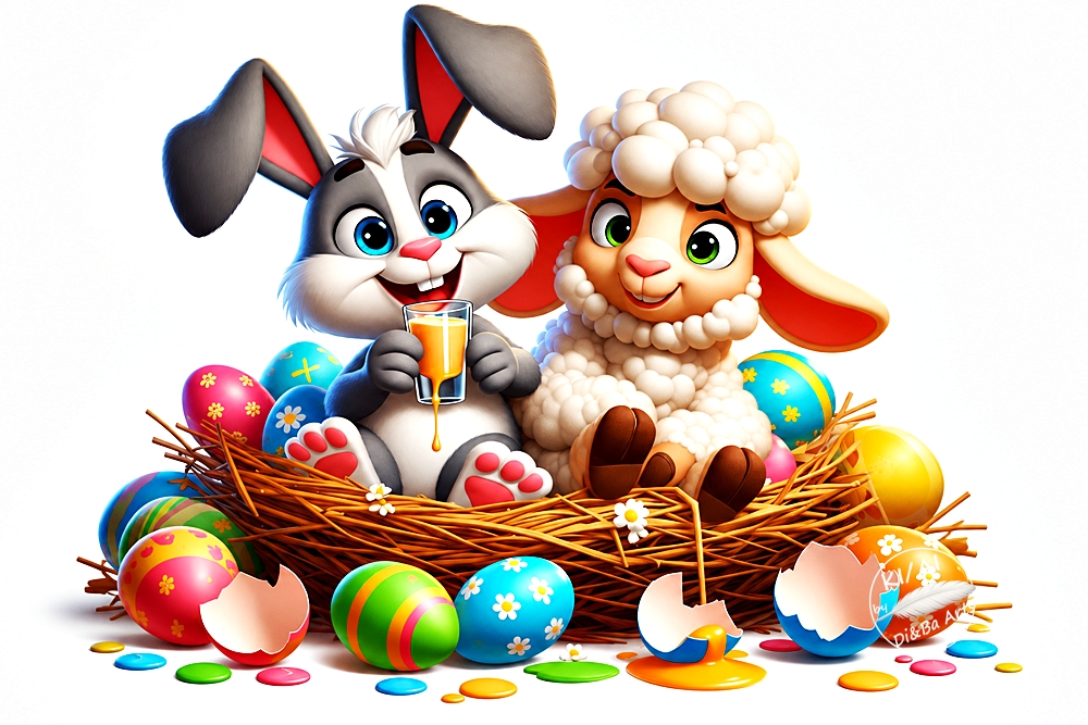 Osterduo im bunten Nest
