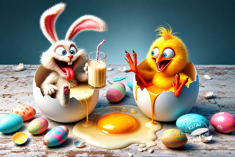 Eierchaos mit Hase und Küken