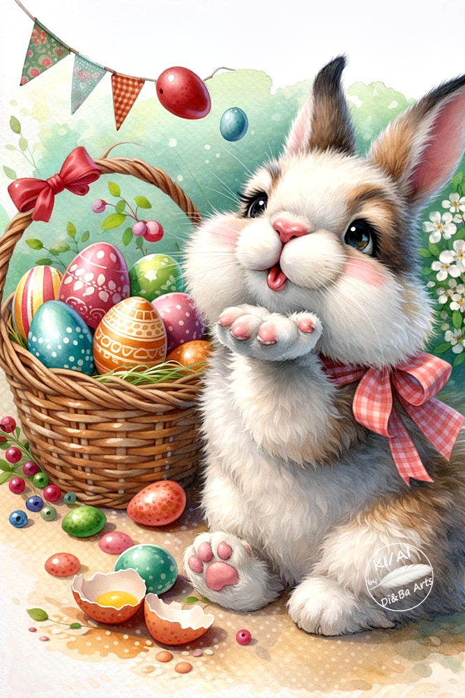 Osterhase schickt Eierküsschen