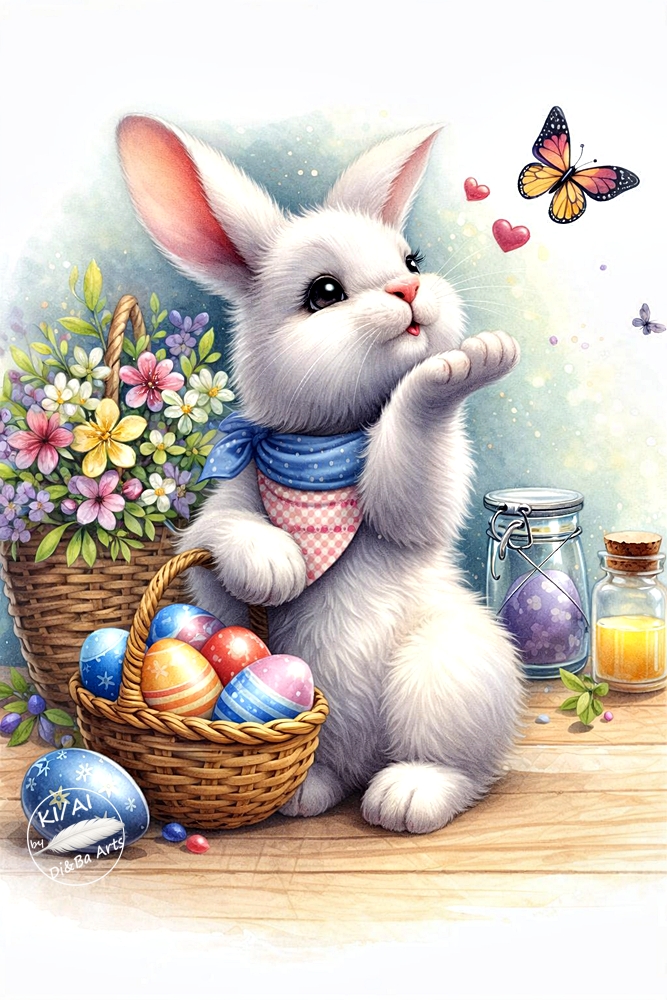 Osterhase mit Schmetterling