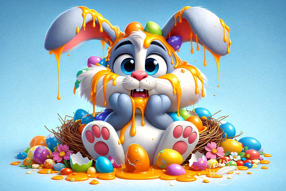 Osterhase völlig eingeeiert