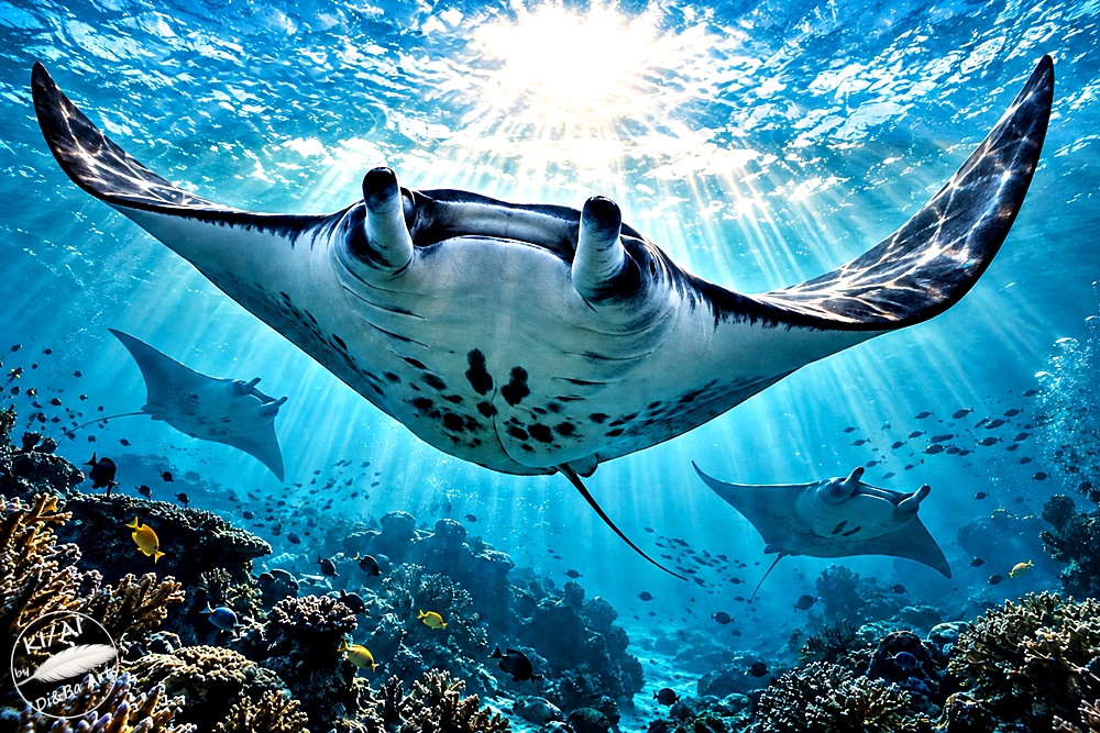 Mantarochen im Sonnenlicht