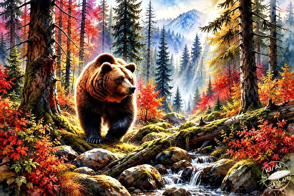 Braunbär im leuchtenden Herbst