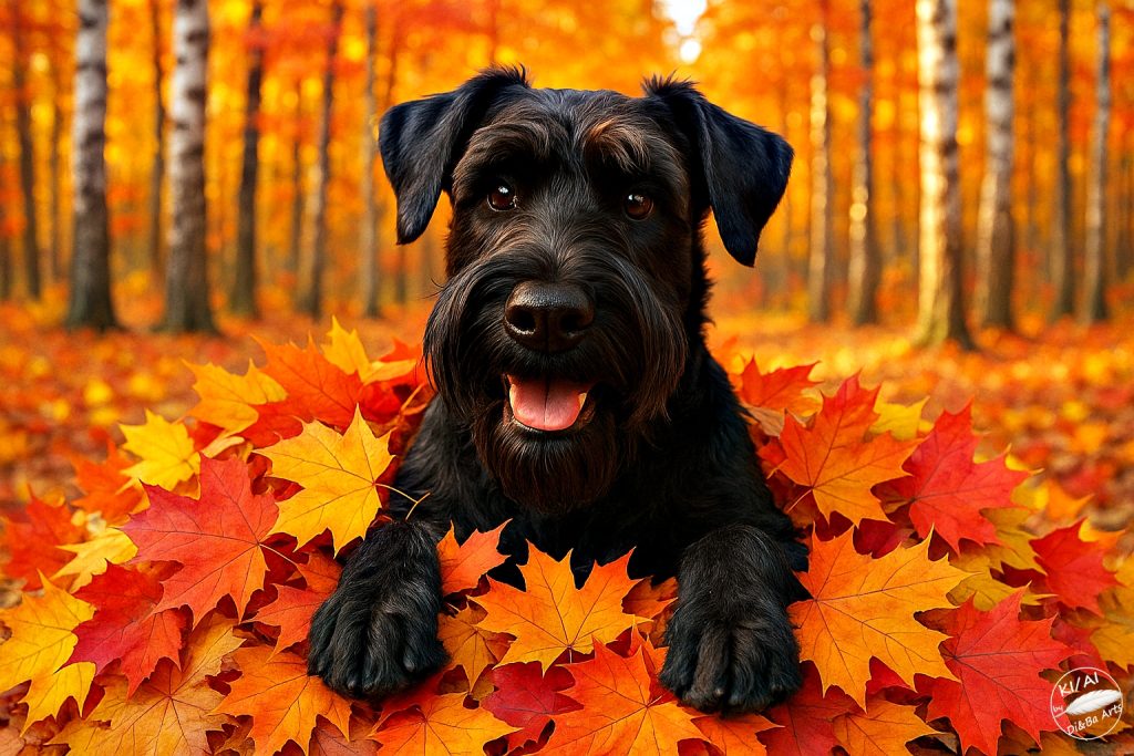 Schnauzer im goldenen Herbst