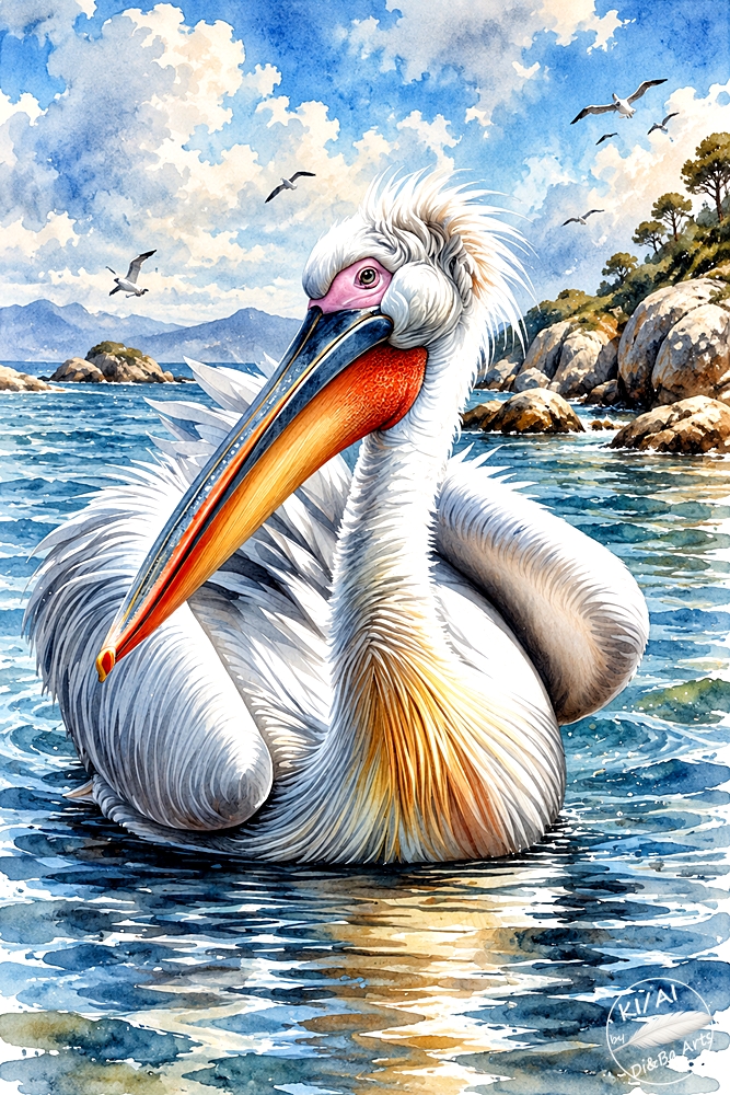 Pelikan im klaren Küstenwasser