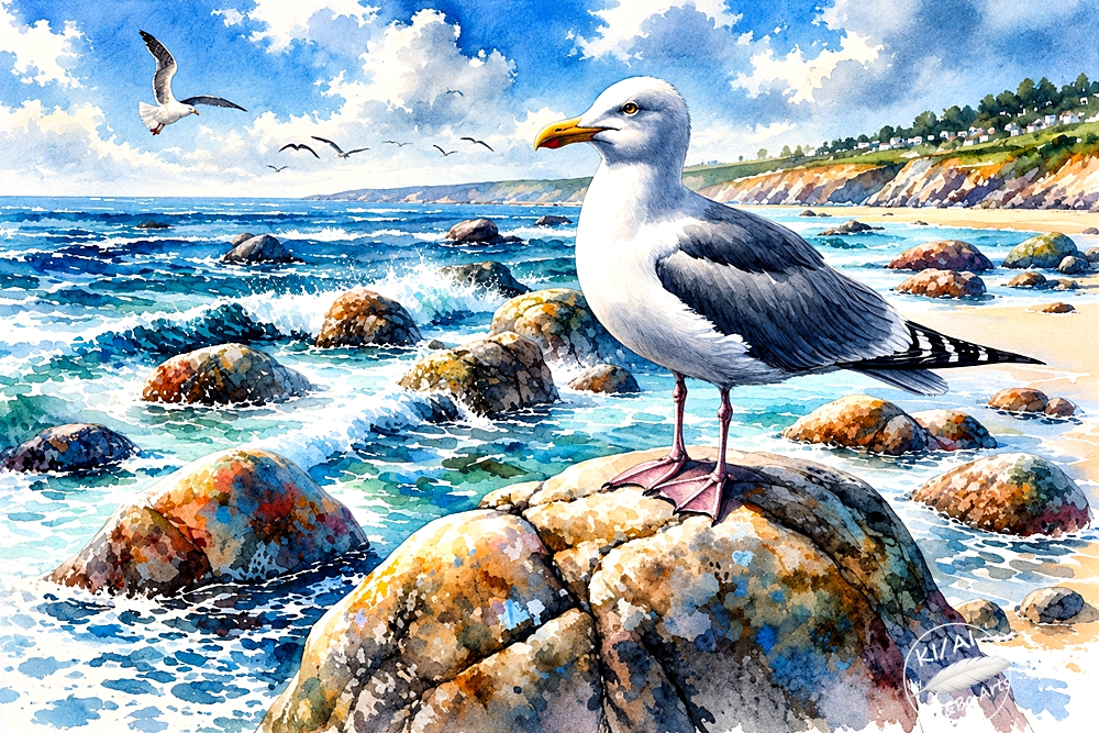 Möwe an der felsigen Küste