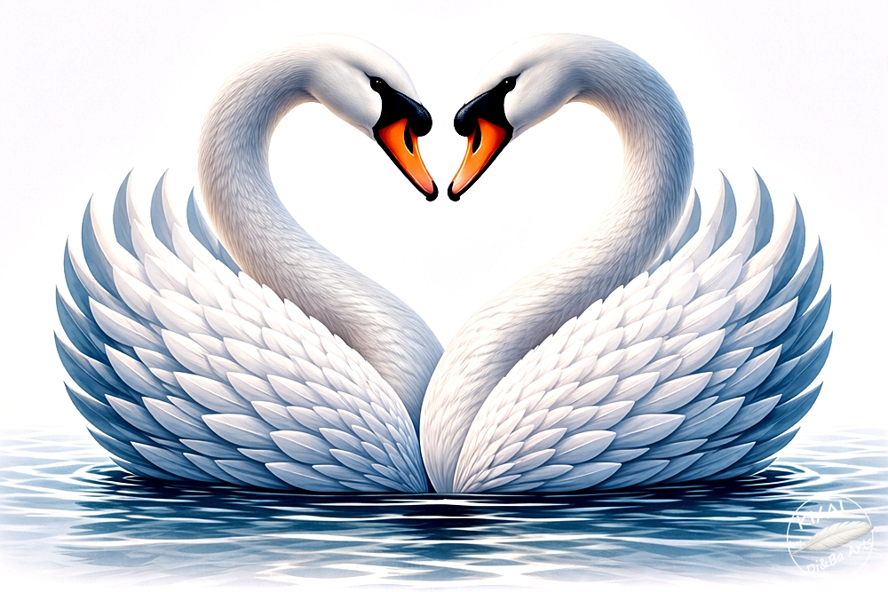Schwanenpaar im Herz der Liebe