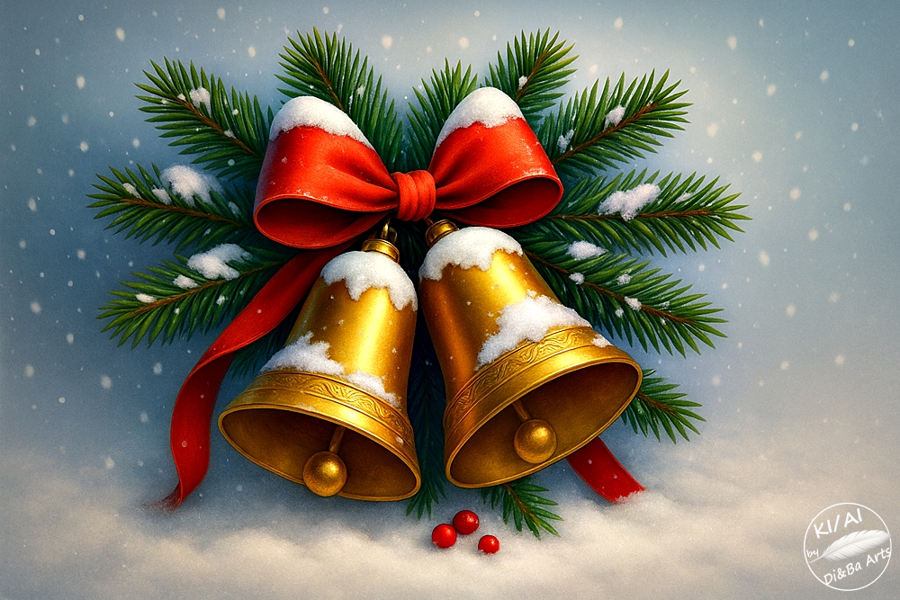 Goldene Glocken im Schnee