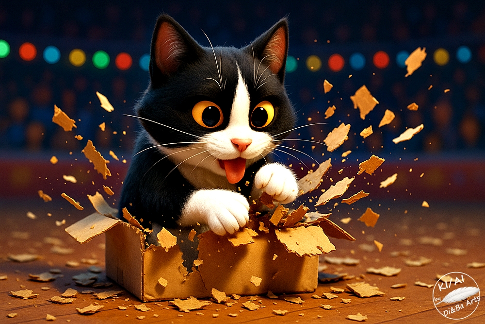 Karton Konfetti auf Katzenart