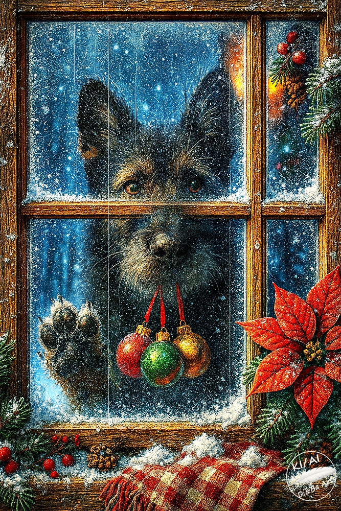 Weihnachtsgruß am Fenster