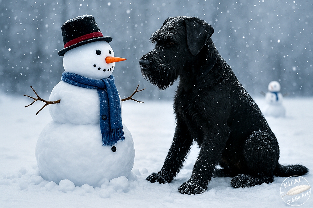 Hund trifft Schneemann