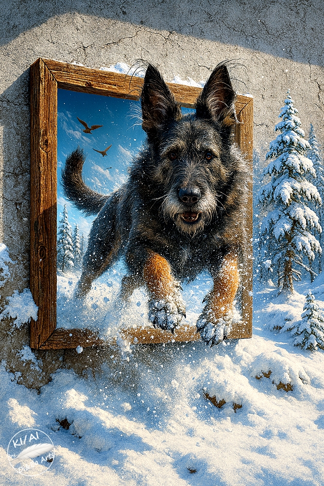 Sprung aus dem Winterbild
