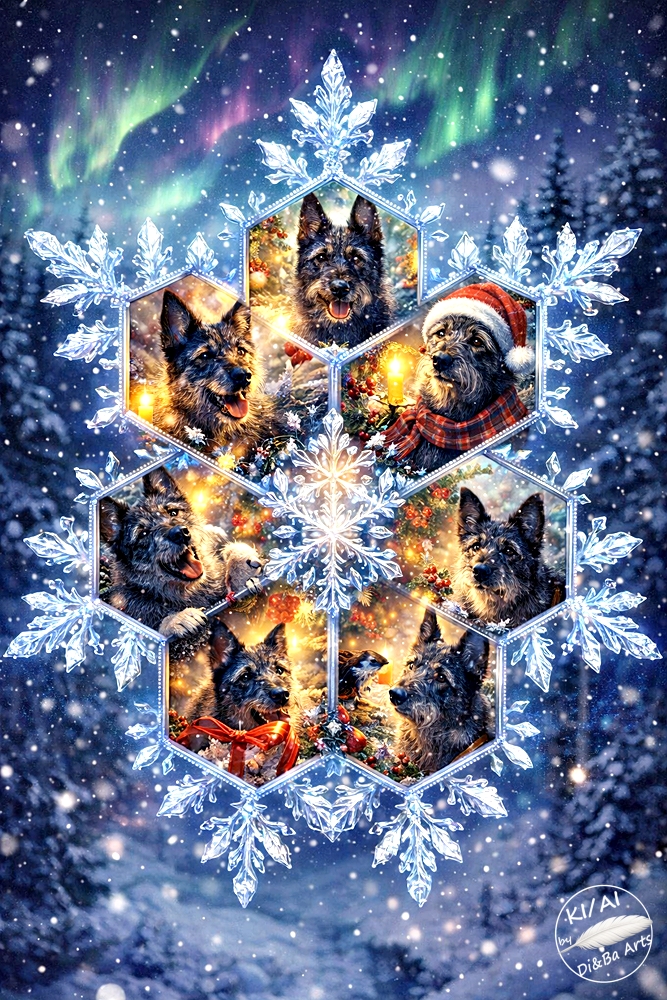 Winterhunde in der Schneeflocke