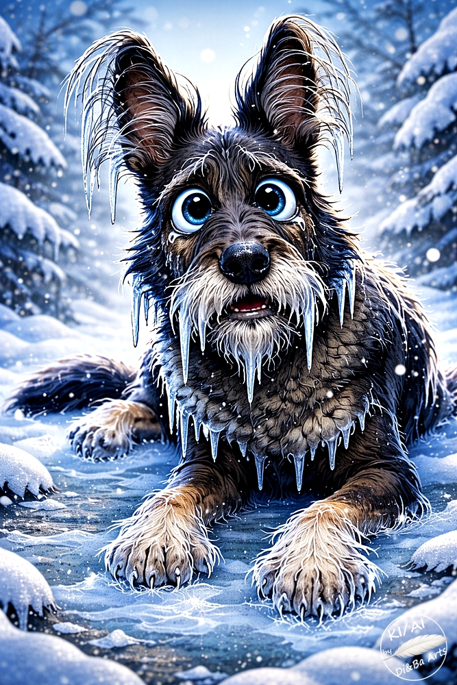 Frostiger Hundeblick