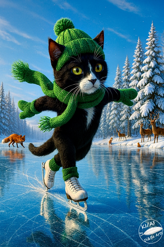 Kufen Katze auf Eis