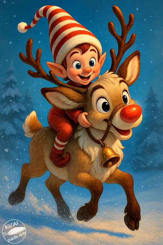 Elfenritt auf Rentier Rudolf